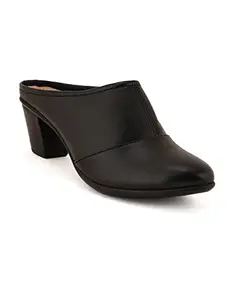 ELLE Women's Black Block Heel Mules