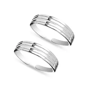 Amazon Brand - Anarva Women's Classic Dauble Linear Toe-Rings 925 Sterling Silver BIS Hallmarked