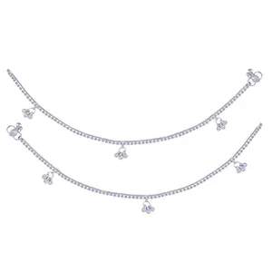 PAOLA Jewels Silver Plated Delicated Ghungroo Payal Anklet for Women And Girl.
