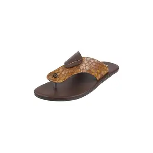 Metro Men Brownmulti Faux Leather Stylish Croc Print Chappal UK/11 EU/45 (16-196)