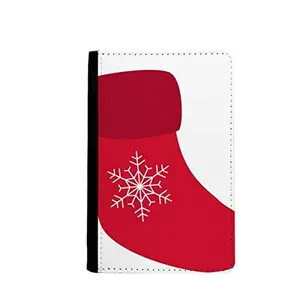 beatChong beatChong Christmas Snowflake Sock Red Festival Passport Holder Travel Wallet Cover Case Card Purse