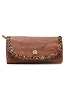 KOMPANERO Genuine Leather Brown Womens Wallet(C-11992-COGNAC)