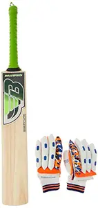 BHAJJI Kashmiri Willow Cricket BAT Signature with Batting Gloves 101 Mens
