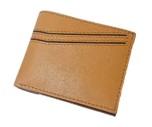 SLW Men's Casual Formal Tan Leather Wallet