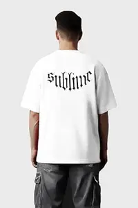 Ishkart Men's Oversized T-Shirt, 100% Cotton, Round Neck, Short Sleeve, Printed Chest and Back, Casual Summer Wear, S to 3XL