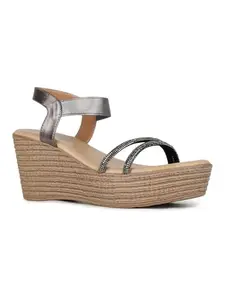 Inc.5 Womens Pewter Party Wear Solid Round Toe Wedges Heel Sandals