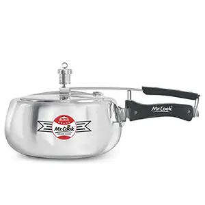 MR COOK By United Metalik Super Shine Pressure Cooker with Inner Lid, Induction Base with 3.25mm Thick Aluminium, (Silver) (3 Litre) price in India.