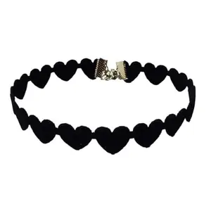 FASHMADE “Where Fashion is Made” Stylish Black Velvet Heart Design Choker – Adjustable Necklace for Women & Girls