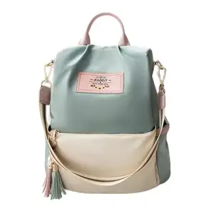 WANQLYN Lightweight Women Backpack,3 in 1 Waterproof Nylon Anti-theft Shoulder Bag,Double zipper Ladies Rucksack Handbags Daypack with Tassel Travel Bag School Bags (Green)
