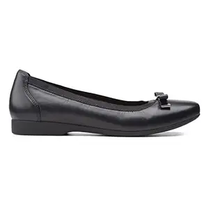 Clarks Women's Un Darcey Bow Black Leather Slip On Shoes-4 UK (26151519