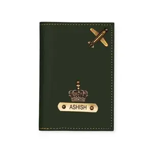 NAVYA ROYAL ART Personalised Name & Charm Leather Passport Cover Holder for Men & Women (Green) | Birthday Gifts for Men