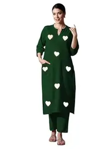 RAJEE TRENDS Women's Cotton Embroidered Straight Kurti with Pant Set