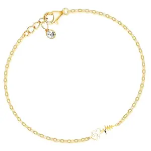 VAMA FASHIONS Valentine's Special Stylish Latest Gold Plated Adjustable Charm Bracelet Hand Chain for Women & Girls (Heartbeat Hand Accessories)