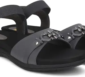 Picktoes PT-418 Women's Grey Synthetic Leather Casual Heel Sandal