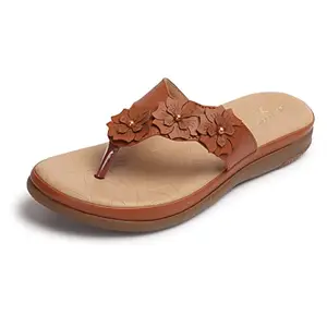 XE Looks Beautiful Tan slip-on Slippers, sandals for women-UK 4