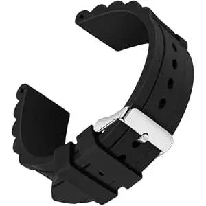 DBLACK ''KUMA'' Silicone Watch Strap, Chain Link Design Watch Belt // Designed for Fossil Watches, For 20mm, 22mm, or 24mm Watch Band (Black, Choose Your Size)