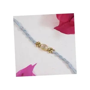 I Jewels OM Design Pearl Rakhi With Roli Chawal & Rakshabandhan Card for Men/Bro/Brother (R230Gr)