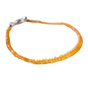 RRJEWELZ Carnelian Bracelet for Men & Women – 2.5mm Rondelle Faceted Orange Beads – 7 inch with Silver Plated Clasp – Healing, Fashion, Gift, Spiritual, Yoga|LCBR_RR_01767