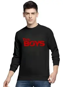 REVIZO Men T-Shirt, Full Sleeves T-Shirt, Round Neck, Cotton Blend, The Boys Theme T-Shirt for Men-Medium Black