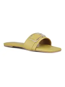 INC.5 Women Yellow Casual Solid Open Toe Flats