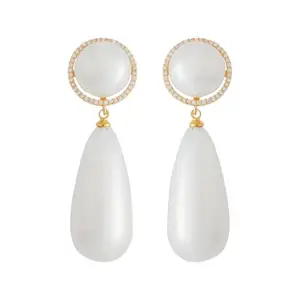 Kushal's Fashion Jewellery Pearl Gold Plated Casual Trendy Zircon Earring - 428894