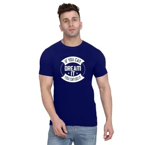Original Way Men Cotton Half Sleeve Round Neck If You Can Dream IT You Can Do IT Printed T Shirt HSRN-0448-M Navy