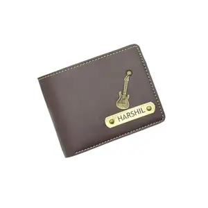 NAVYA ROYAL ART Men's Leather Personalised Name with Logo Wallet - Brown Color