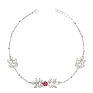 Unniyarcha Single Autumn Leaves Silver 92.5 Anklet for Women Pure Silver 925, Sterling Silver Jewellery with Certificate of Authenticity & 925 Silver SINGLE Anklet for Women