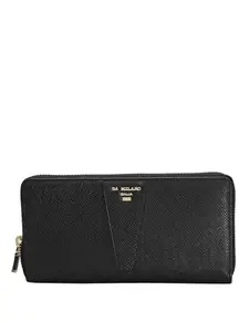 Da Milano Zip Leather Wallet for Women - Black
