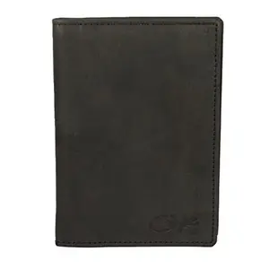 STYLE SHOES Black Leather Passport Holder for Unisex