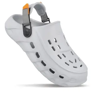 WALKAROO Men's Casual Stylish EVA Clogs with Adjustable Heel Strap WC8814 Light Grey