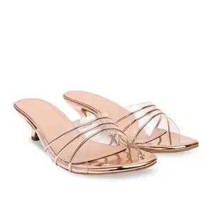 ROCIA By Regal Rose Gold Women Vinyl Kitten Heels