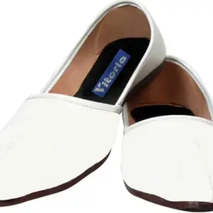 Vitoria Mojaris for Men | Shoes for Men with PU Sole | Comfortable & Lightweight |Durable & Trendy Design | Color : White | Size : 7, GP_VTR_6001JalsaWht_11