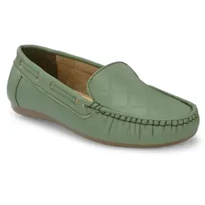 Karaddi Womens Loafer Shoes 8014 Comfortable Loafer Olive