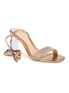 Inc.5 Women Rose Gold Block Peep Toe Heels