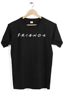 Mens Cotton Friends Black T Shirt (Medium)