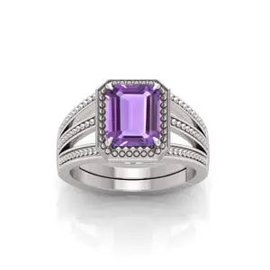 RRVGEM 6.25 Ratti 6.00 Carat AMETHYST Ring panchdhatu ring Silver Plated Astrological Adjustable Ring for Men and Women