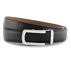 HALDEN BURLEY Brown Belt For Men Formal (Free Size Fits Up to 44 Inch Waist) Ratchet Straps, Unique Magnetic Auto-lock Buckle Auto Lock Leather Belt For Men.