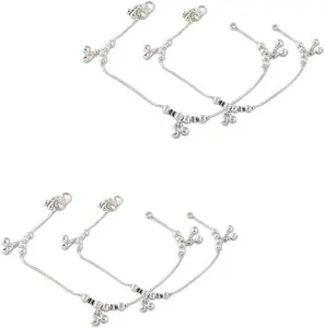 Heer Collection Traditional Trendy Jewellery All Occassions Anklets Payal Pair for Women/Girls Alloy Anklet (Pack of 4)(Bzr_CmbPyl110GoliLatkan(2PairSame))