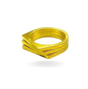 StacknSupply Golden Geometric Multilayered Octagon Shaped Dainty Finger Ring for Women and Girls. 18k Gold Plated, Fashion Imitation, Trendy/Casual/Available in 6,7,8 size. (8)