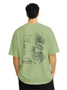 ENCIGER Men Printed Oversized T-Shirt Cotton Drop Shoulder Loose Fit Graphic Casual Wear Streetwear Tee