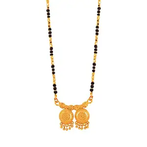 MEENAZ 2 Vati Wati Mangalsutra For Women Girls Temple South Indian Traditional 1 Gram Gold Stylish Maharashtrian Long Double Chain Double Mangal sutra Pendant Tanmaniya Black Nallapusalu Chains -470