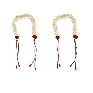 Natth Flodable Hair Gajra/Vani, Hair Bun Gajra Hair Accessores For Girls,Women Pack-02, White