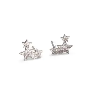 925 Sterling Silver Star Zircon Studded Climber Earrings| Gift for Women & Girls | Certificate of Authenticity and 925 Stamp | March By FableStreet