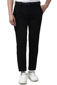 Peter England Men's Slim Fit Mid Rise Formal Stretchable Knit Super Trouser | Comfort Lycra | 360-Degree Stretch