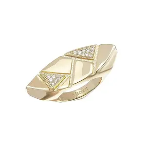 Shaze Boat Ring | Bold ring | Made of Brass | cubic zirconina stones | Ring | Color - Rose Gold