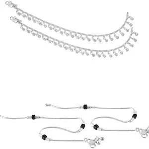 Heer Collection Traditional Jewellery For All Occassions Anklets Payal Pair for Women/Girls Alloy Anklet - Bzr_Combo Payal-113 & 124 (1-Pair Each)