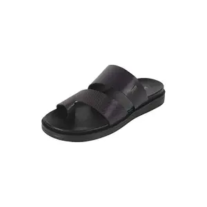 Mochi Men's Brown Faux Leather Stylish Toe Ring Slipper UK/8 EU/42 (16-1202)