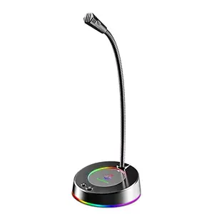 buzhi MK08 USB Desk Microphone Plug & Play Professional 360 Degree Omnidirectional Microphone with RGB LED Light Desktop Condenser Mic for Recording Living Gaming
