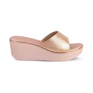tresmode SANLE Women's Champagne Wedges Sandals Platform Heels, 4 UK / 37 EU - Open Toe Comfortable Soft Footwear